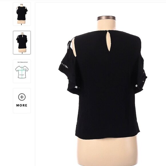 REBECCA Taylor Black Short Sleeve Blouse Size 8 - Picture 2 of 3